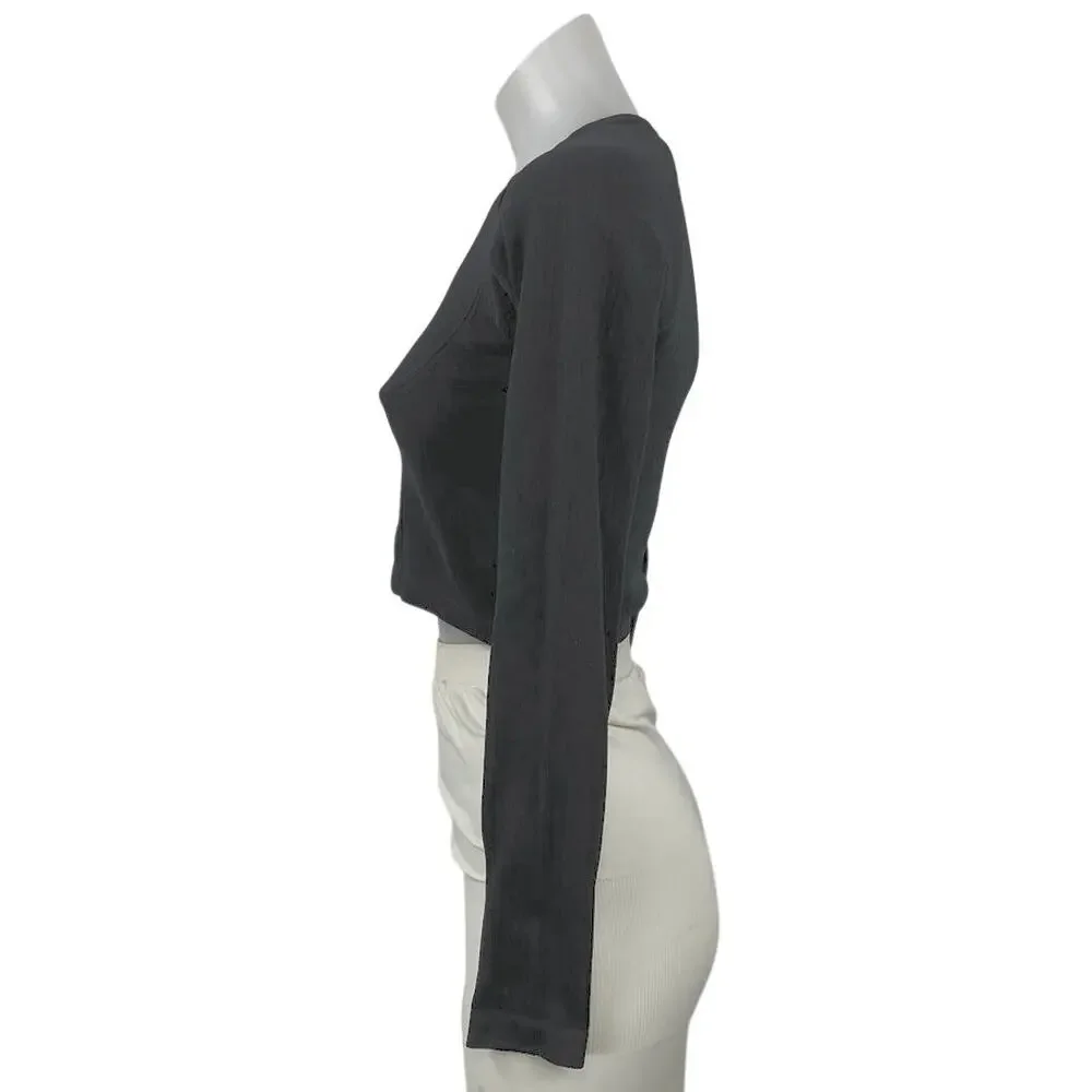 H&M Move Womens Black Seamless Long Sleeve Yoga Workout Athletic Crop Top Size S